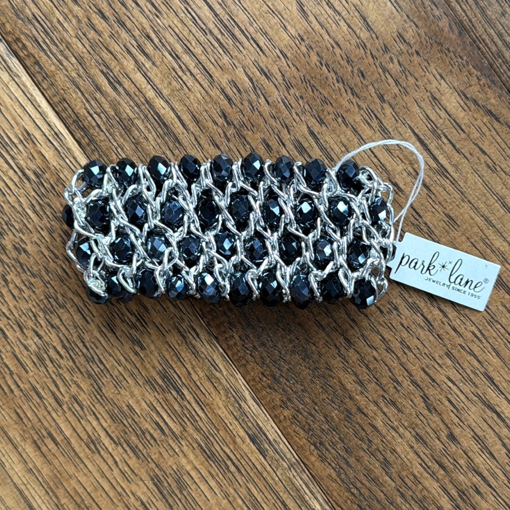 Park Lane ‘Gorgeous Bracelet’ Stretch to Fit Faceted Jet Black Beads Brand New - Picture 2 of 2